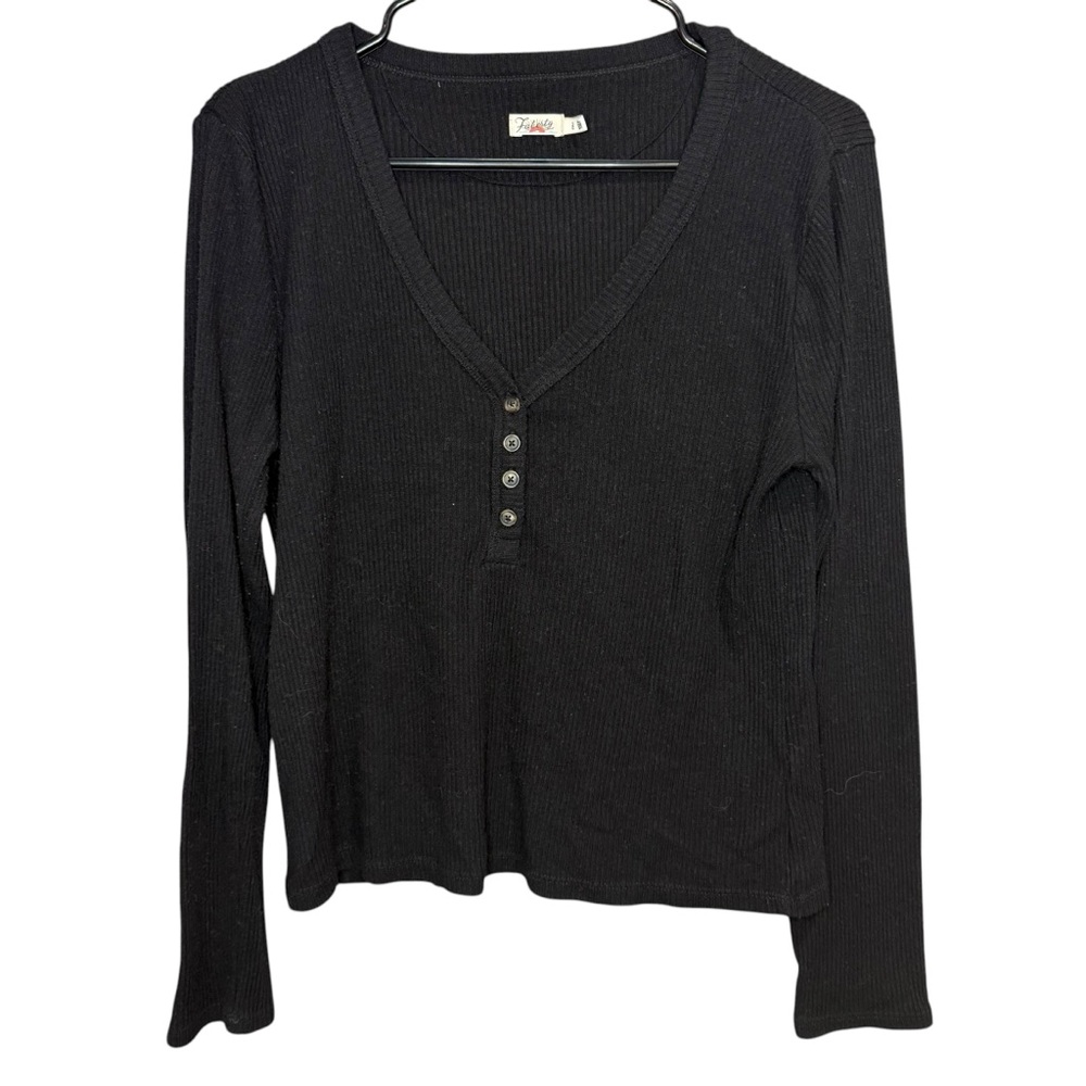 Faherty Freestyle Rib Henley in black Size Large